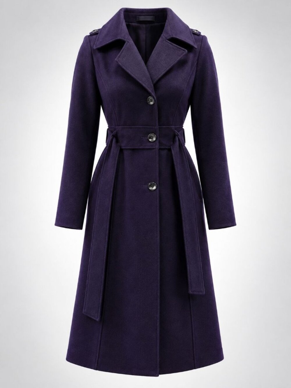 Kenneth Cole Women's Belted Trench OverCoat Wool Blend Purple  Size 10